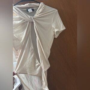 Chic Cream Twist-Front Bodysuit